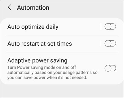 set auto restart on samsung